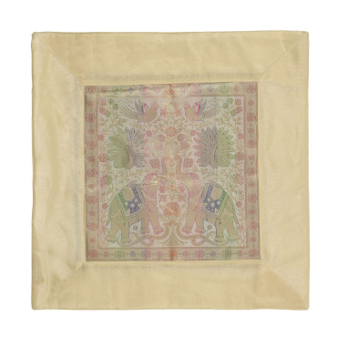 Saténový povlak na polštář se zlatou výšivkou, zip, 40x40cm