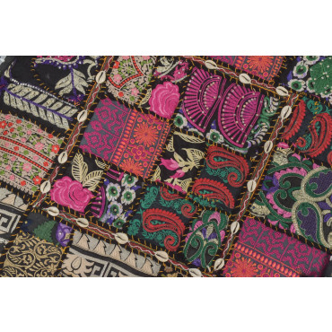 Meditační polštář ručně vyšívaný patchwork, s mušličkami, čtverec, 60x60x10cm