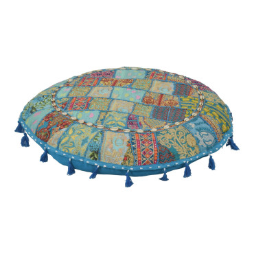 Meditační polštář, ručně vyšívaný patchwork, s mušličkami, průměr 70cm