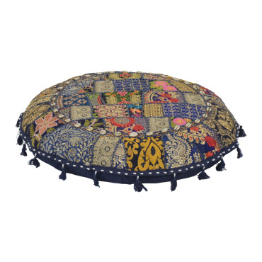 Meditační polštář, ručně vyšívaný patchwork, s mušličkami, průměr 70cm