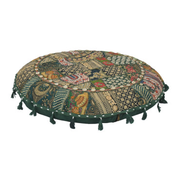 Meditační polštář, ručně vyšívaný patchwork, s mušličkami, průměr 70cm