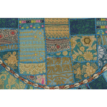 Meditační polštář, ručně vyšívaný patchwork, s mušličkami, průměr 70cm
