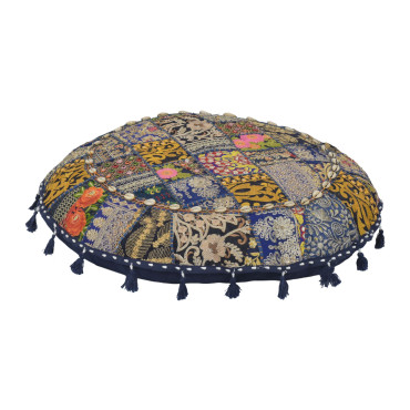 Meditační polštář, ručně vyšívaný patchwork, s mušličkami, průměr 70cm