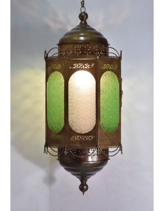 Osmiboká kovová prosklená lampa v orientálním stylu, 95cm