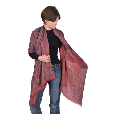 Velká šála s paisley vzorem, červená 75x205cm