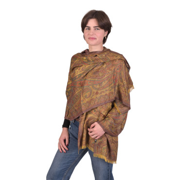 Velká šála s paisley vzorem, žlutá 75x205cm