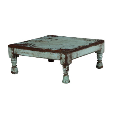 Starý čajový stolek z teakového dřeva, 55x55x24cm