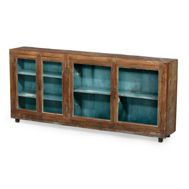 Prosklená skříňka z teakového dřeva, 182x27x80cm