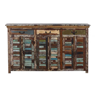 Skříňka z recyklovaného dřeva v "Goa" stylu, 180x45x105cm