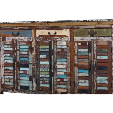 Skříňka z recyklovaného dřeva v "Goa" stylu, 180x45x105cm