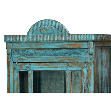 Prosklená skříň z teakového dřeva, 78x43x164cm