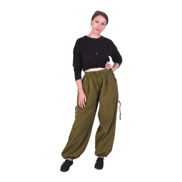 Zkracovací pohodlné unisex kalhoty, khaki
