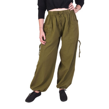Zkracovací pohodlné unisex kalhoty, khaki