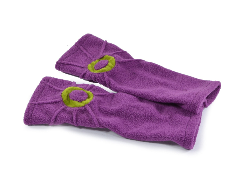 Fialové fleecové rukavice - návleky s prošíváním