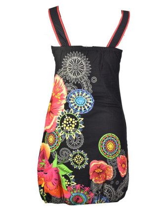 Černé šaty bez rukávu "Savanna" s barevnými květinami, kapsy