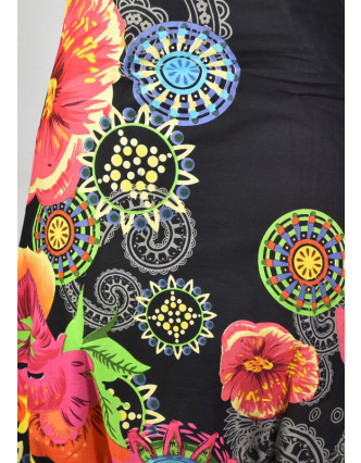 Černé šaty bez rukávu "Savanna" s barevnými květinami, kapsy