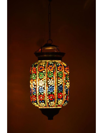 Skleněná mozaiková lampa, multibarevná, ruční práce, 18x28cm