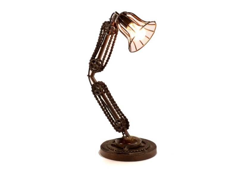 Lampička v designu "Steamp punk" z recyklovaných součástek, 35x24x60cm