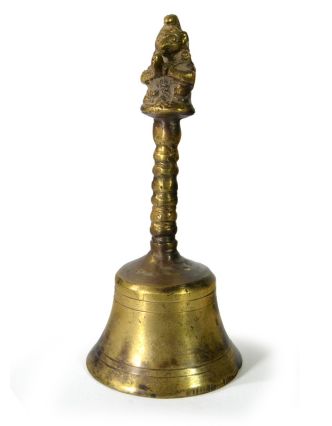 Zvoneček s rukojetí, antik, mosazný, 16cm