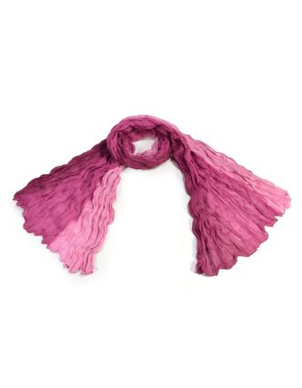 Šátek, vínovo-růžový ombré efekt, mačkaná úprava, 110x170cm