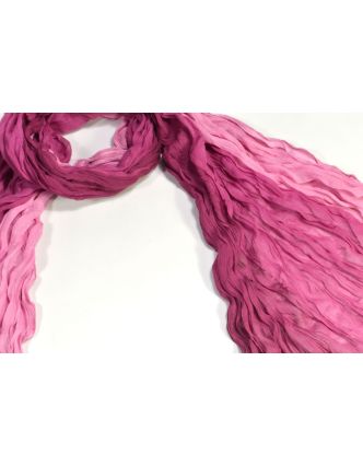 Šátek, vínovo-růžový ombré efekt, mačkaná úprava, 110x170cm