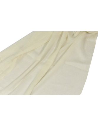 Krémově bílá pašmína s jemným paisley vzorem, 80x210cm