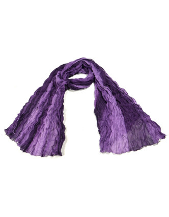 Šátek, tmavě fialová batika, mačkaná úprava, 110x170cm