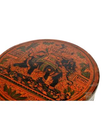 Ručně malovaná antik krabička z Barmy, 18x18x7cm