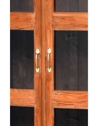 Prosklená skříň z antik teakového dřeva, 80x41x180cm